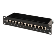 Digitus Patch panel 10" 12 portów, kat.6, S/FTP, 1U, wspornik kablow - 1380471 - zdjęcie 1